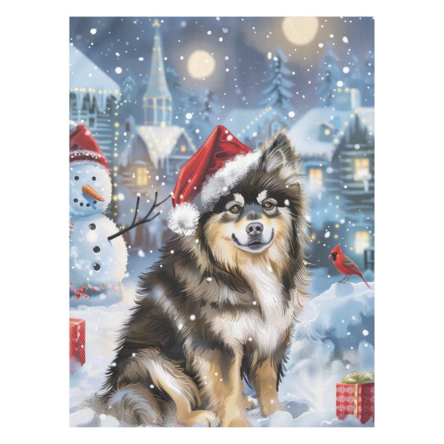 Mantel Navidades finlandeses de invierno de Lapphund disf (Anverso)