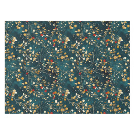 Mantel Navidades Floral Gold, blanco con bayas rojas