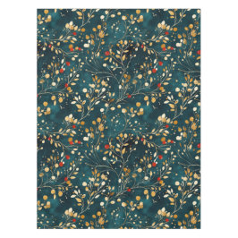 Mantel Navidades Floral Gold, blanco con bayas rojas