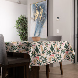 Mantel Navidades geniales botánicos rosados y verdes