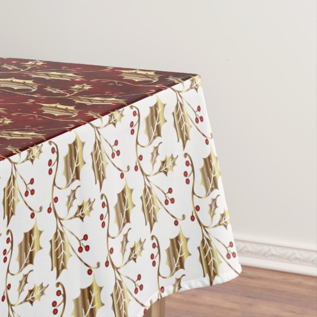 Mantel Navidades Gold Holly en rojo festivo (In Situ)