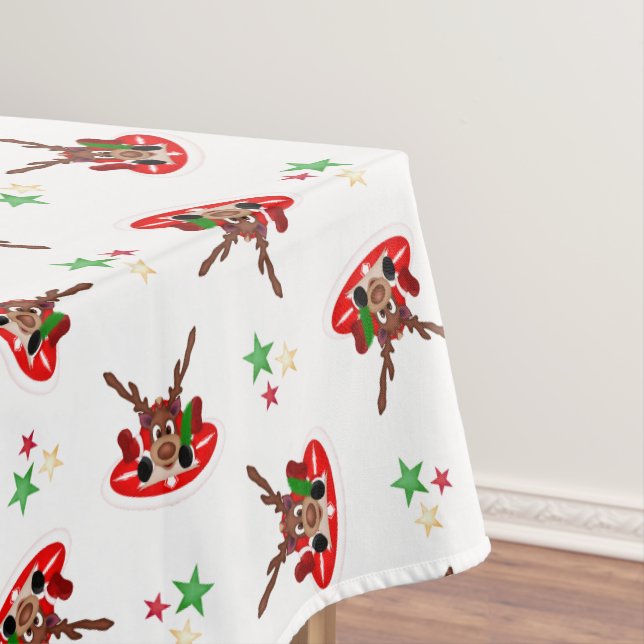 Mantel Navidades lindos y festivos de reno rojo (In Situ)