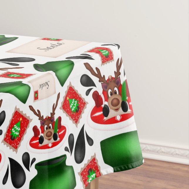 Mantel Navidades lindos y festivos de reno rojo (In Situ)