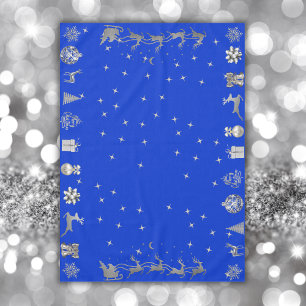 Mantel Navidades merry y brillantes en plata y azul