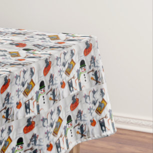 MANTEL NAVIDADES MICE JUGANDO EN LA NIEVE