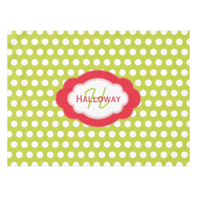 Mantel Navidades Monograma Clásico de puntos Tablecloth (Frente (Horizontal))