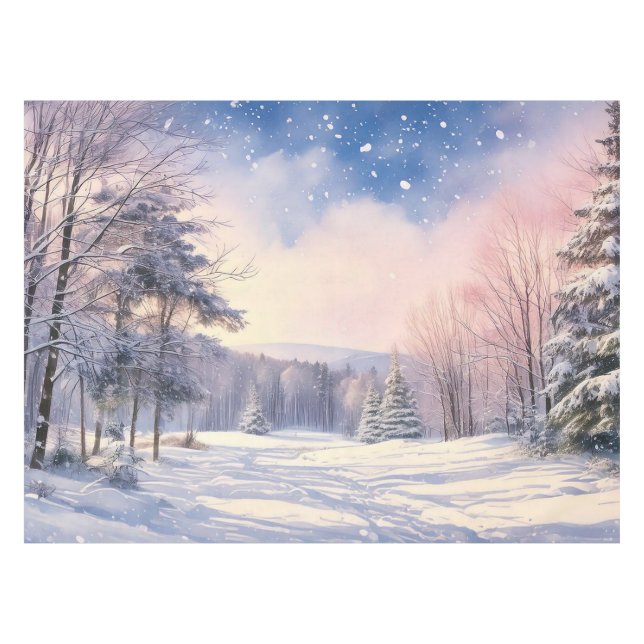 Mantel Navidades nevados de pinos nevados paisaje (Frente (Horizontal))