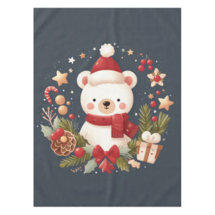 Mantel Navidades/oso de invierno en corona de flores