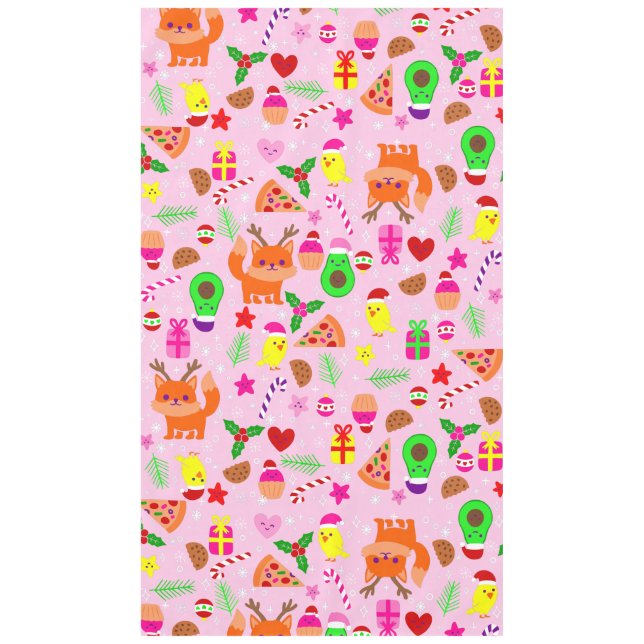 Mantel navidades pizza pollo aguacate pink (Anverso)