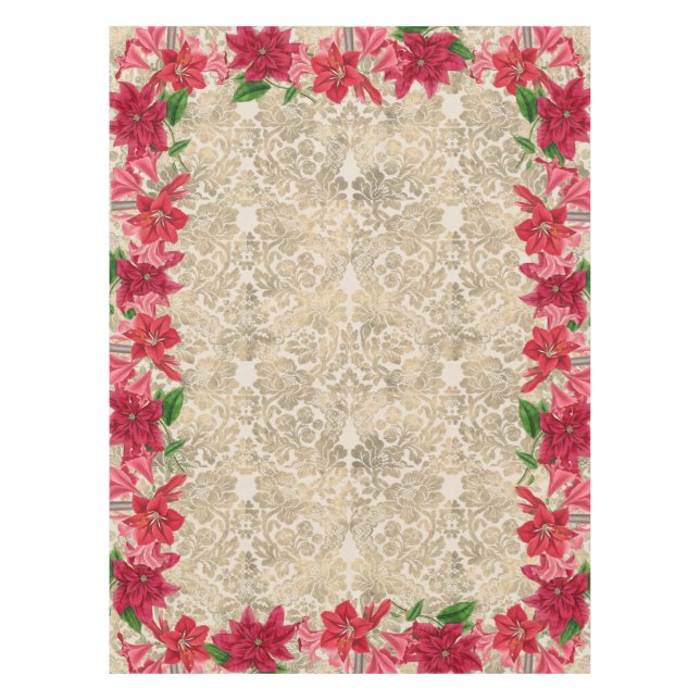 Mantel Navidades Poinsettia Amaryllis Tablecloth (Anverso)