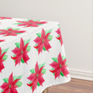 Mantel Navidades Poinsettia Red Floral Watercolor