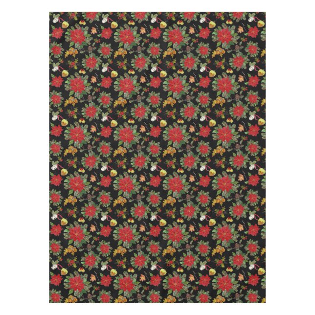 Mantel Navidades Poinsettias Bells Acorns Pine Cones (Anverso)