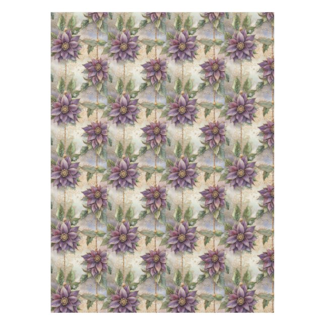 Mantel Navidades Purple Elegance Luxe Poinsettia y Holly (Anverso)