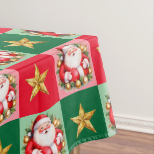 Mantel Navidades Retro Santa Claus Tartan Plaid