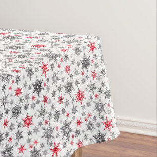 Mantel Navidades, rojo, blanco, copos de nieve, invierno,