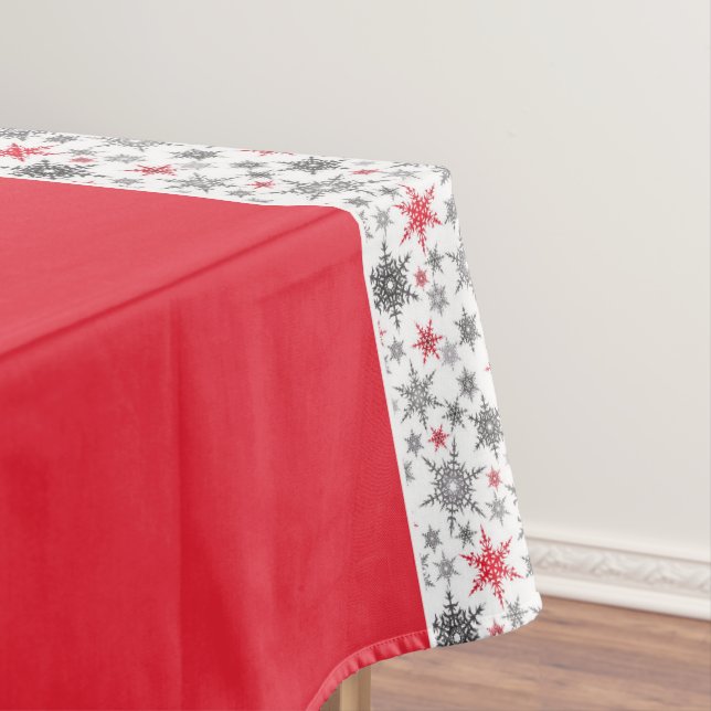Mantel Navidades, rojo, blanco, copos de nieve, invierno, (In Situ)