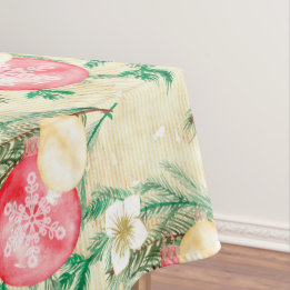 Mantel Navidades rojos con bandas de oro Flores blancas