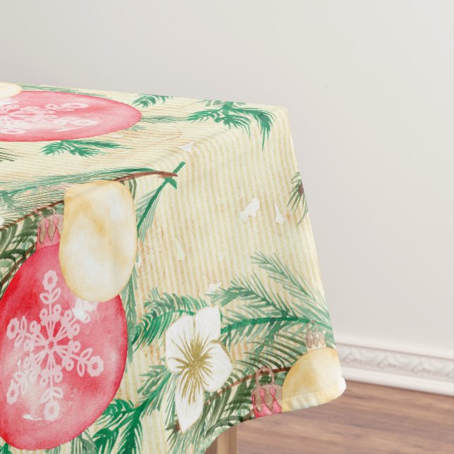 Mantel Navidades rojos con bandas de oro Flores blancas (In Situ)