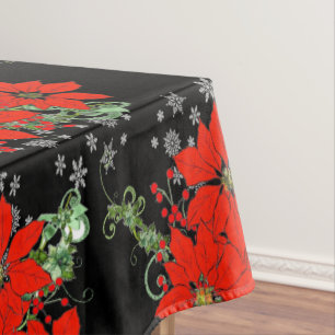 Mantel Navidades rojos de merry Poinsettia Holiday Black