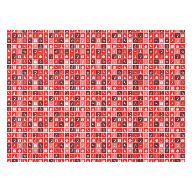 Mantel Navidades rojos festividad reno de árbol lindo (Frente (Horizontal))