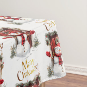 Mantel Navidades Snowman Gold Feliz Navidad Textos