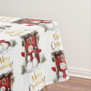 Mantel Navidades Snowman Gold Feliz Navidad Textos