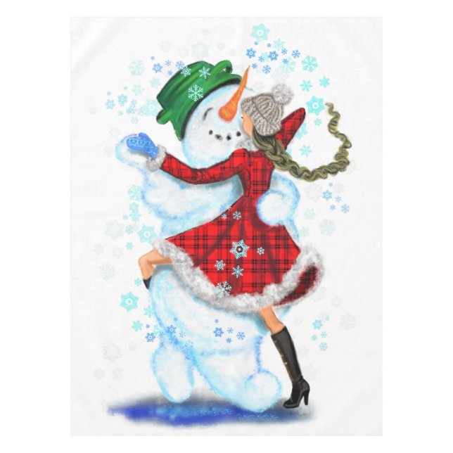 Mantel Navidades Snowman y bailarines Chicas - Tablecloth (Anverso)