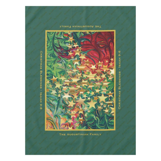 Mantel NAVIDADES STARS Red Green Gold Personalizado (Anverso)