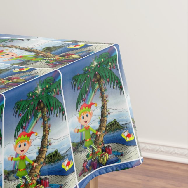 Mantel Navidades Tablecloth, Feliz Navidad, Beach Santa (In Situ)