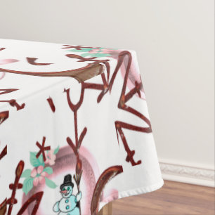 Mantel Navidades Tablecloth, Feliz Navidad Snowman