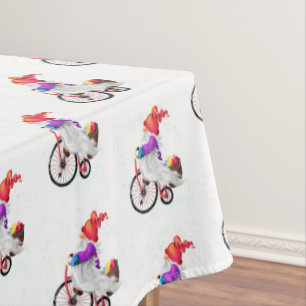 Mantel Navidades Tablecloth Gnome con bicicletas y regalo