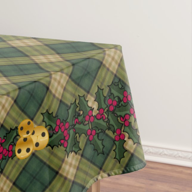 Mantel Navidades Tablecloth, Green Plaid 60 x 104 (In Situ)