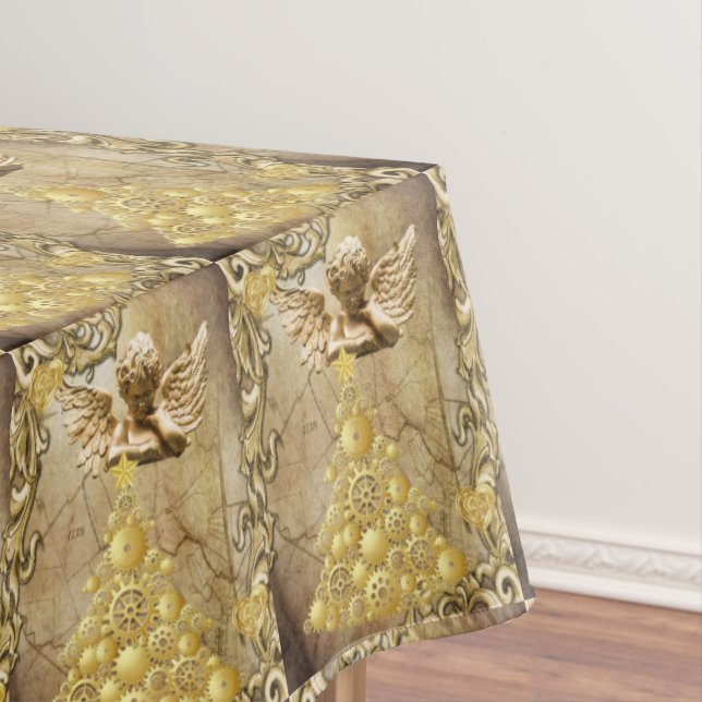 Mantel Navidades Tablecloth, Merry Gold Angel (In Situ)