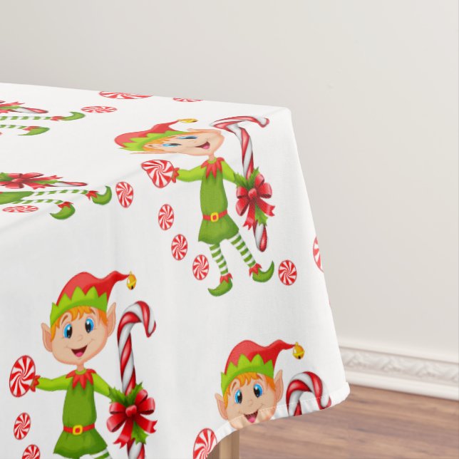 Mantel Navidades Tablecloth, Merry, Peppermint Elf (In Situ)