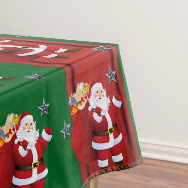 Mantel Navidades Tablecloth, Red Bow Santa Claus (In Situ)