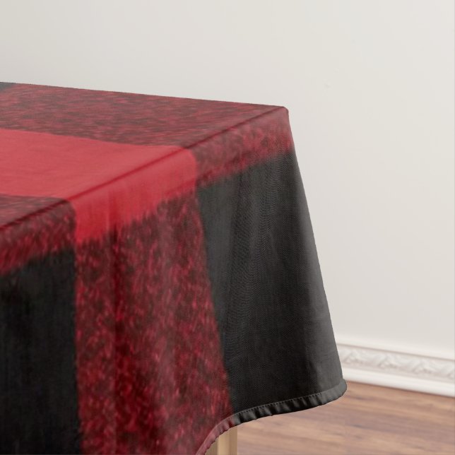 Mantel Navidades Tablecloth Red Plaid Black Bear (In Situ)