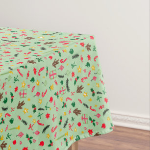 Mantel Navidades Vacaciones Cute Doodle Patrón caprichoso
