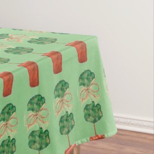 Mantel Navidades verdes Beige Rope Topiary Tablecloth