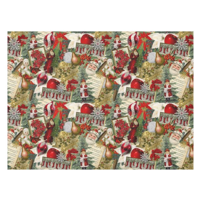 Mantel Navidades victorianos rojos y verdes clásicos (Frente (Horizontal))