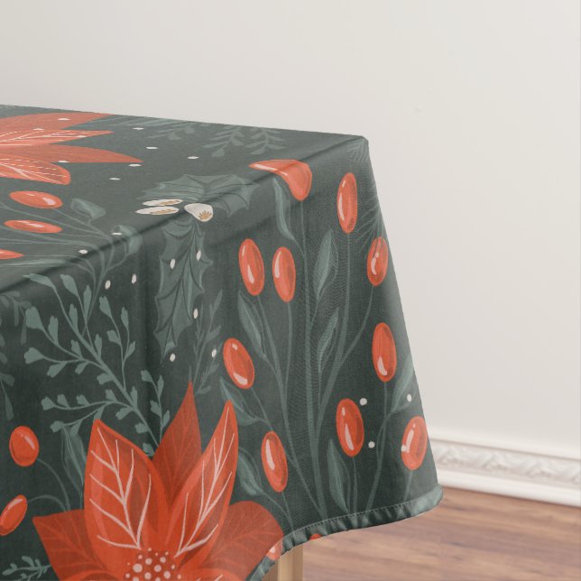 Mantel Navidades Vintage Red Green Berries Poinsettia (In Situ)