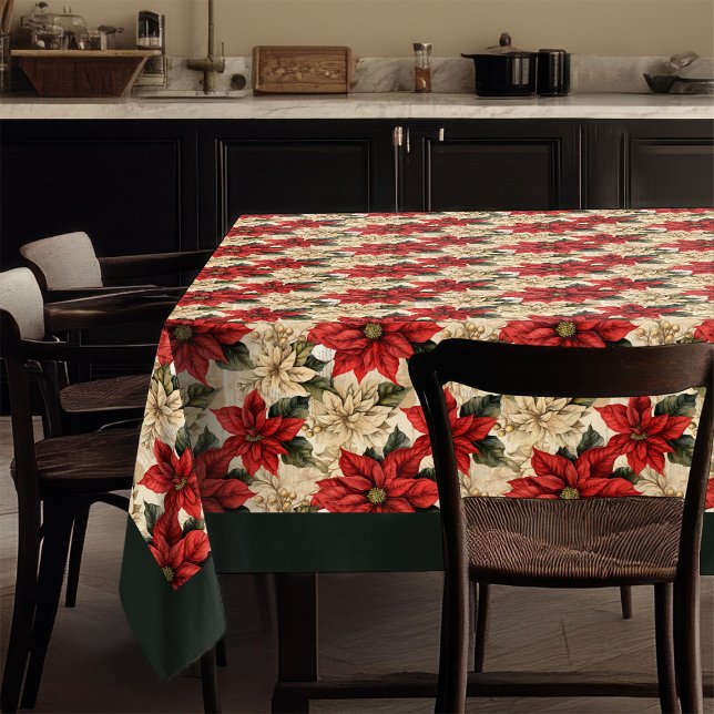 Mantel Navideño Clásico con Diseño Floral Rústico (Classic Holiday Tablecloth Rustic Floral Design)