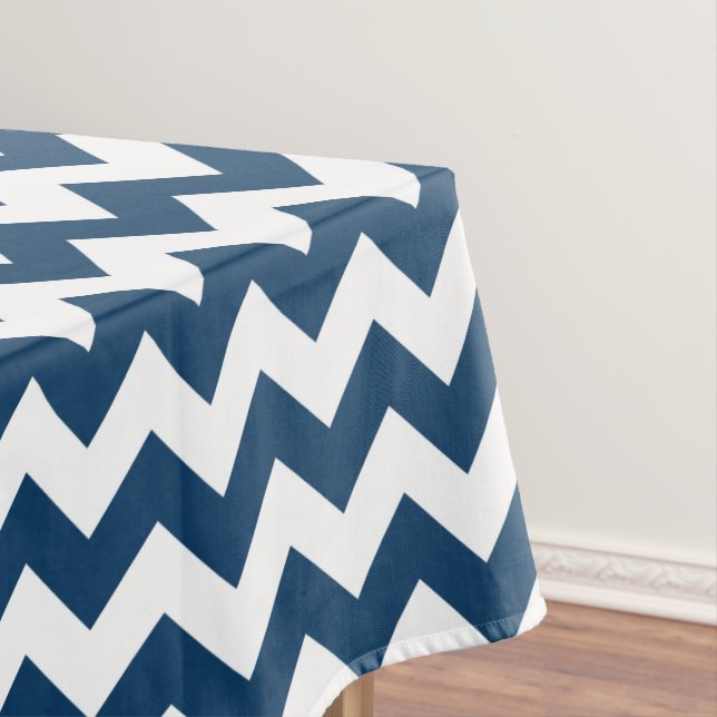 Mantel Navy Zigzag, Navy Chevron, patrón geométrico (In Situ)