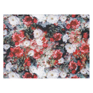 Mantel Negro blanco rojo floral de los rosas del