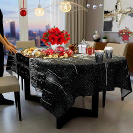 Mantel Negro moderno y brillante de plata "Feliz Navidad"