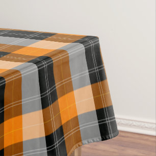 Mantel Negro ,naranja tartán / trapo de tabla de patrón d