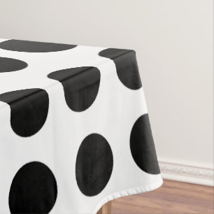 Mantel Negro sobre puntos de polka horizontal de gran tam