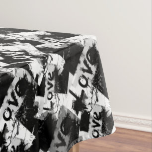 Mantel Negro y blanco con manchas patrón de amor