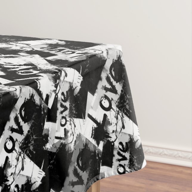 Mantel Negro y blanco con manchas patrón de amor (In Situ)