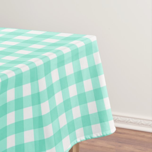 Mantel Neo Mint Gingham Cheques Tablecloth Patrón (In Situ)