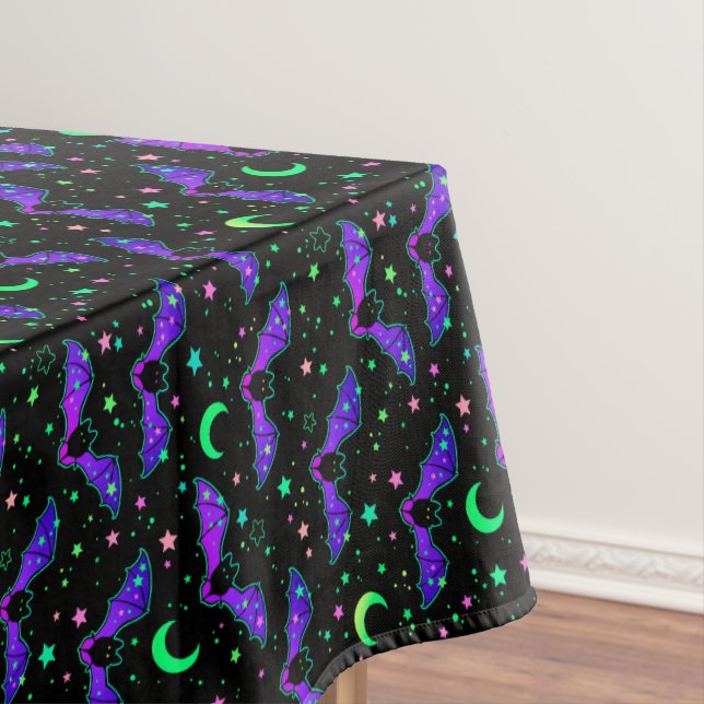 Mantel Neon Bats Stars and Moons Tablecloth (In Situ)